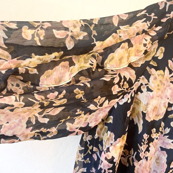 Lauren Conrad Fairy Plus 1X Floral Chiffon Peasant Blouse Sheer Sleeve Romantic - Picture 8 of 10